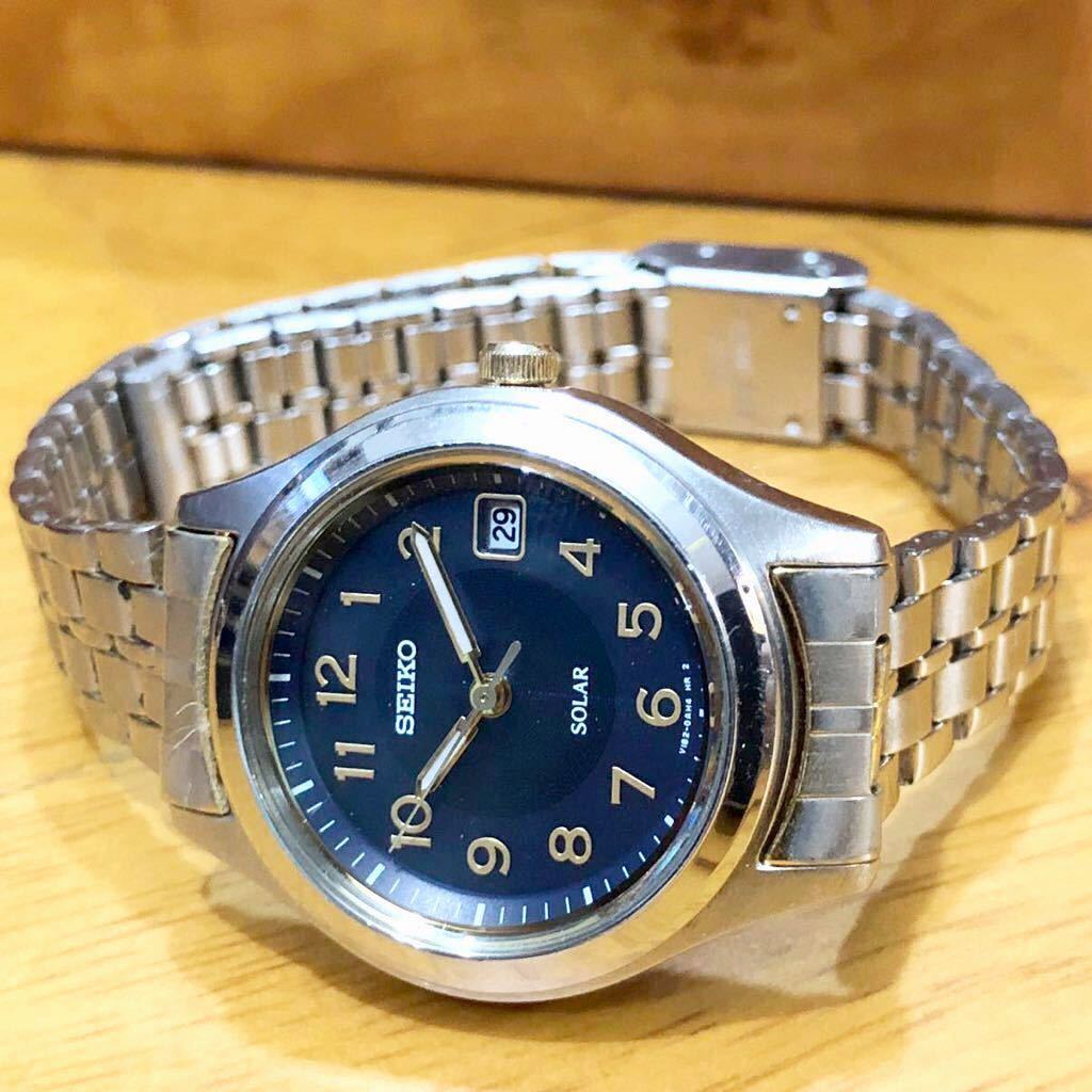 SEIKO SOLAR V182-0AE0 セイコーソーラー ネイビー文字盤 SEIKO SOLAR V182-0AE0 セイコーソーラー ネイビー文字盤