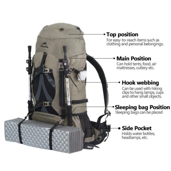 BC016:男性用 大容量キャンプバックパック ハイキングバッグ レインカバー アウトドア_画像5