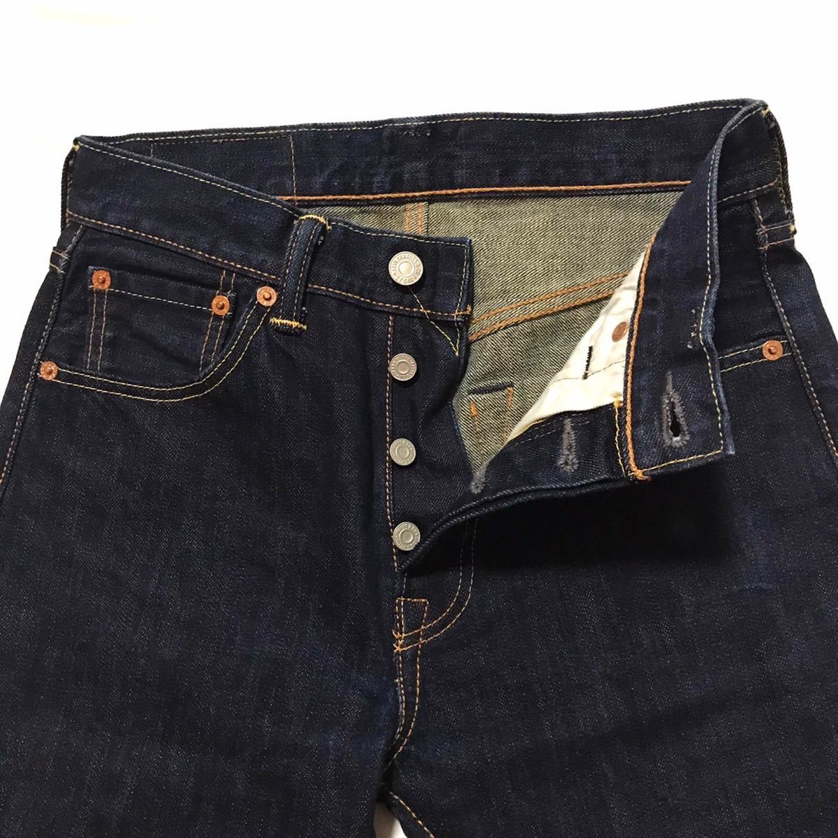 漢の1着は リーバイス 革パッチ Levi’s 501R W28 濃紺 レザーパッチ ストレート メンズ ジーパン デニム チェーンステッチ_画像5