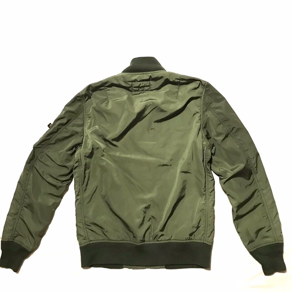 漢の休日 メンズ ALPHA INDUSTRIES アルファインダストリーズ MA-1 TA1340-8003 裏地グレー M グリーン US AIR FORCE フライトジャケット_画像2