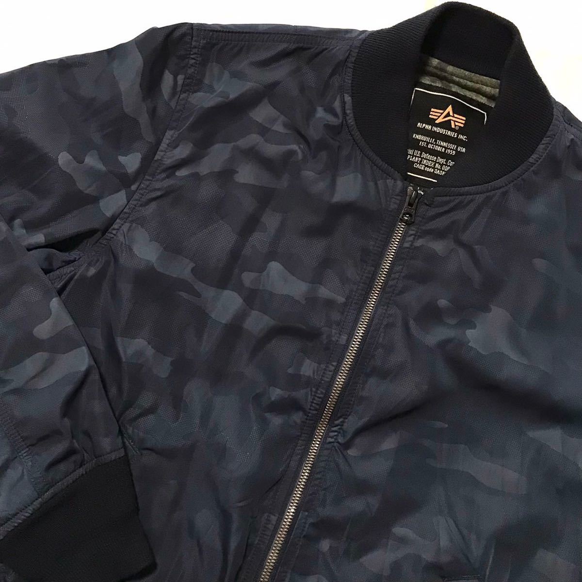 メンズ ALPHA INDUSTRIES シャドーカモフラ アルファインダストリーズ MA- 1 21208-004 裏地迷彩グリーン L 迷彩 US AIR FORCE _画像8