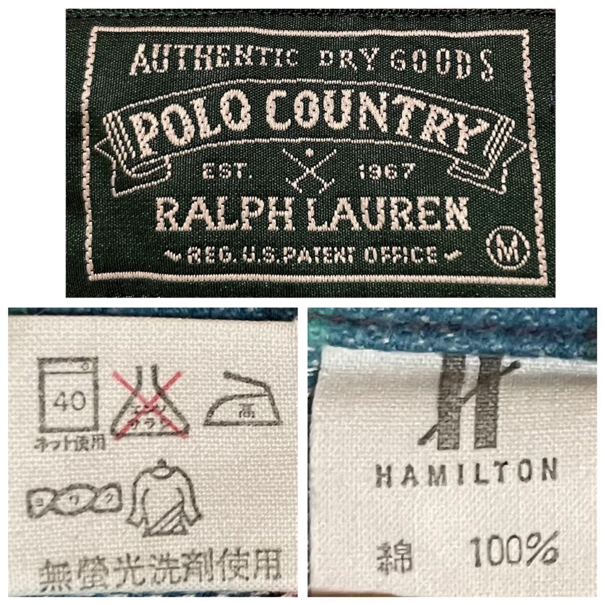 逆輸入 漢達の ビンテージ 80s 90s POLO COUNTRY ポロカントリー ボックスシャツ ストライプシャツ コットン100% M ビンテージ RRL _画像10