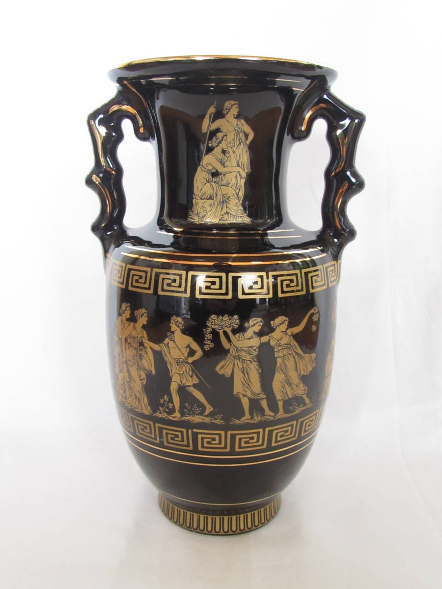 ギリシャ製 花瓶「Hand made in Greece in 24k gold」神話 金彩 ギリシャ製 花瓶「Hand made in Greece in 24k gold」神話 金彩