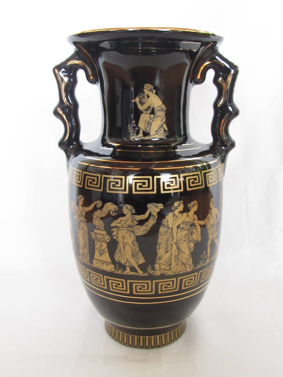 ギリシャ製 花瓶「Hand made in Greece in 24k gold」神話 金彩 ギリシャ製 花瓶「Hand made in Greece in 24k gold」神話 金彩