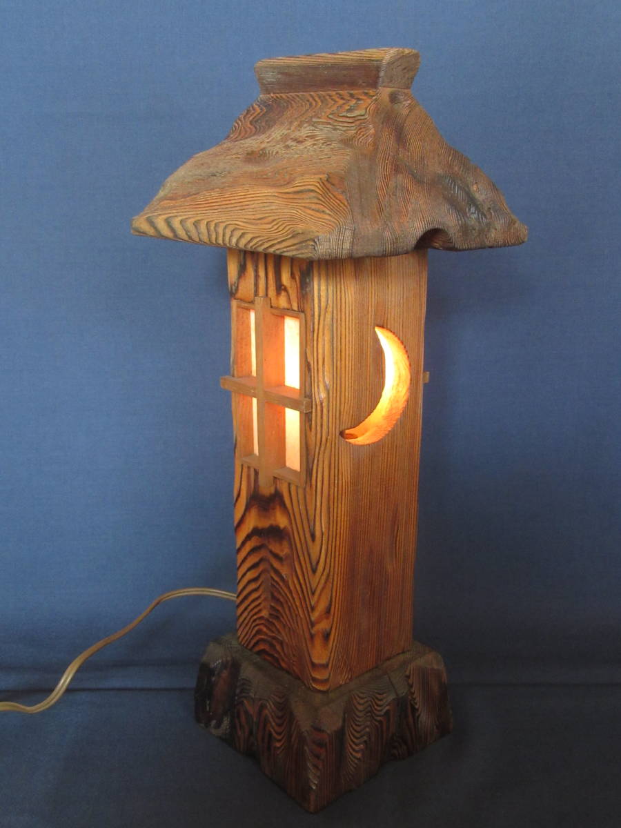 ◆昭和レトロ「木製 灯籠 照明 ライト 行灯」高さ39cm　和風 インテリア 店舗ディスプレイ_画像1