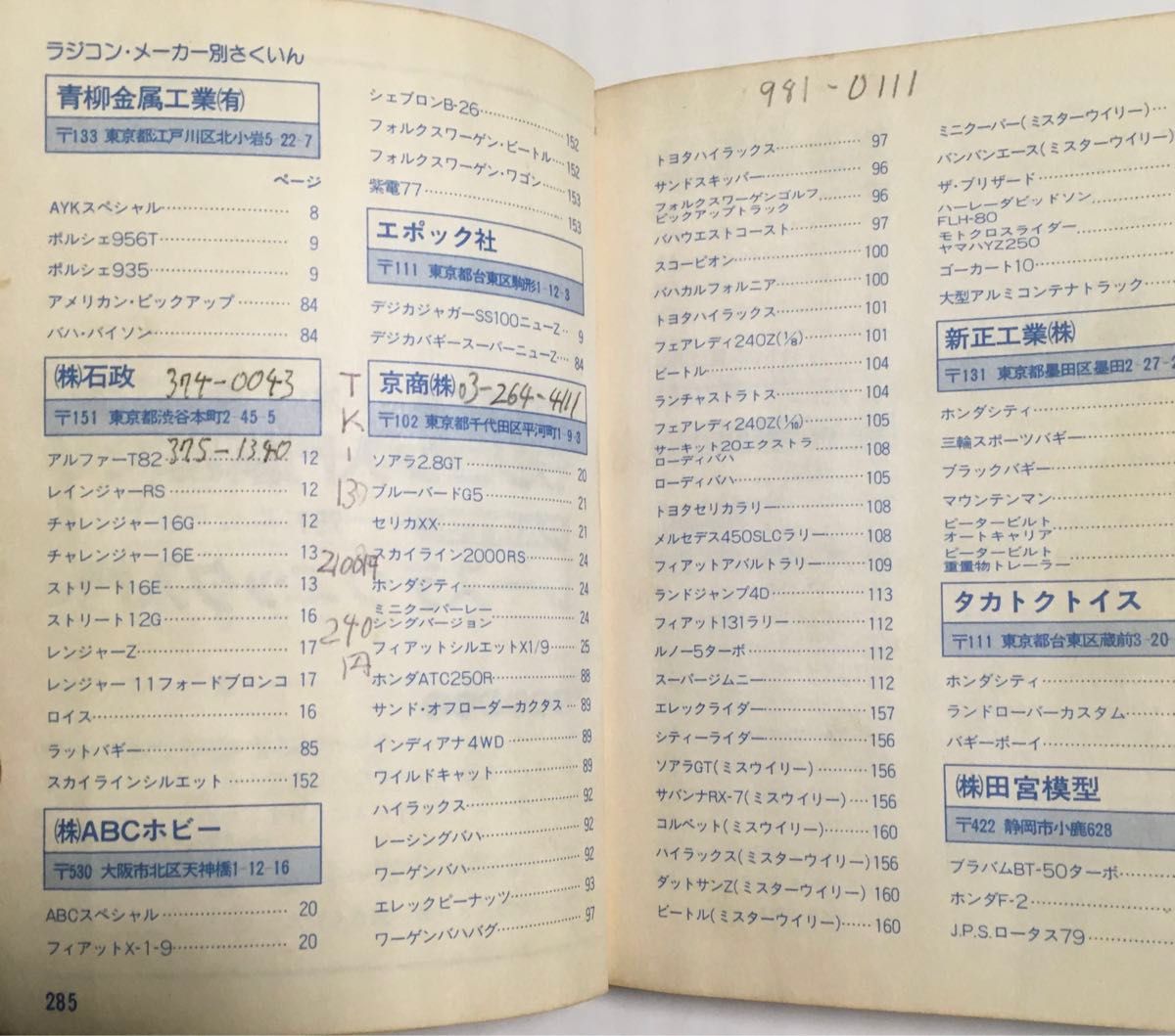 カラーカタログ ラジコン 大百科 実業之日本社 全287ページ 当時物 (昭和58年)