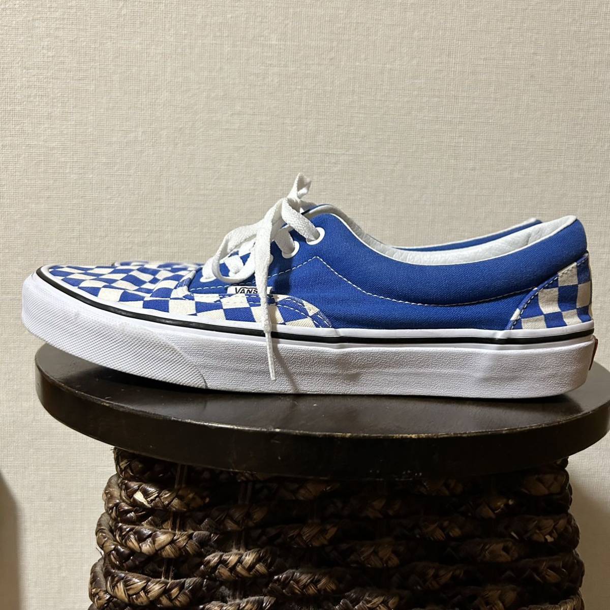 28cm！VANS バンズ オーセンティック 青チェッカー US10 古着中古スニーカー 箱無し _画像4