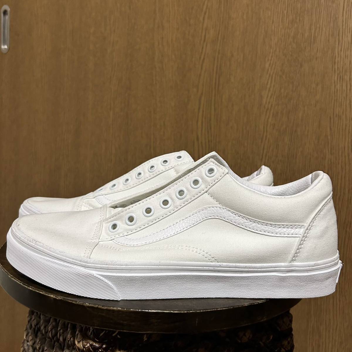 白×白 27.5cm！VANS バンズ オールドスクール US9.5 古着中古スニーカー 箱無し