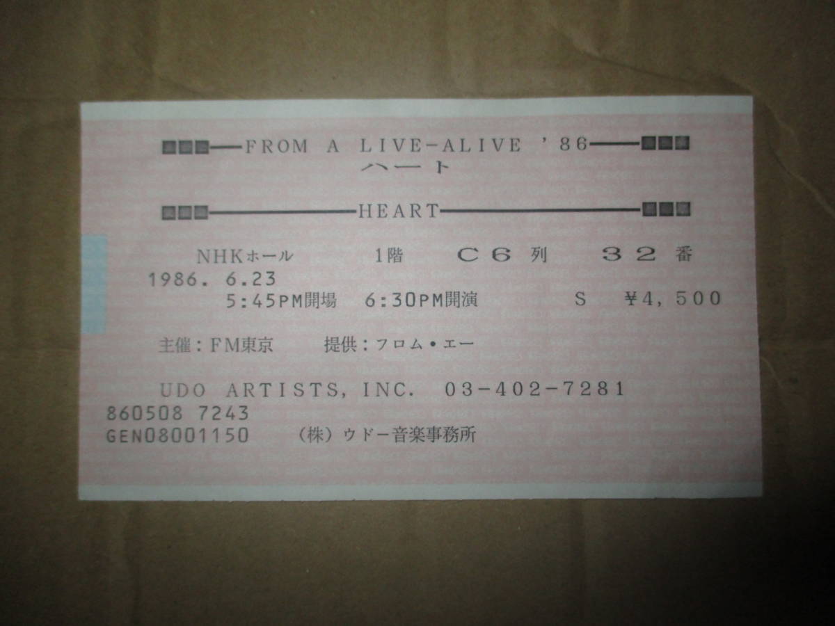  концерт половина талон Heart Heart NHK отверстие 1986 год JAPAN TOUR Anne * Wilson Ann Wilson наан si-* Wilson Nancy Wilson