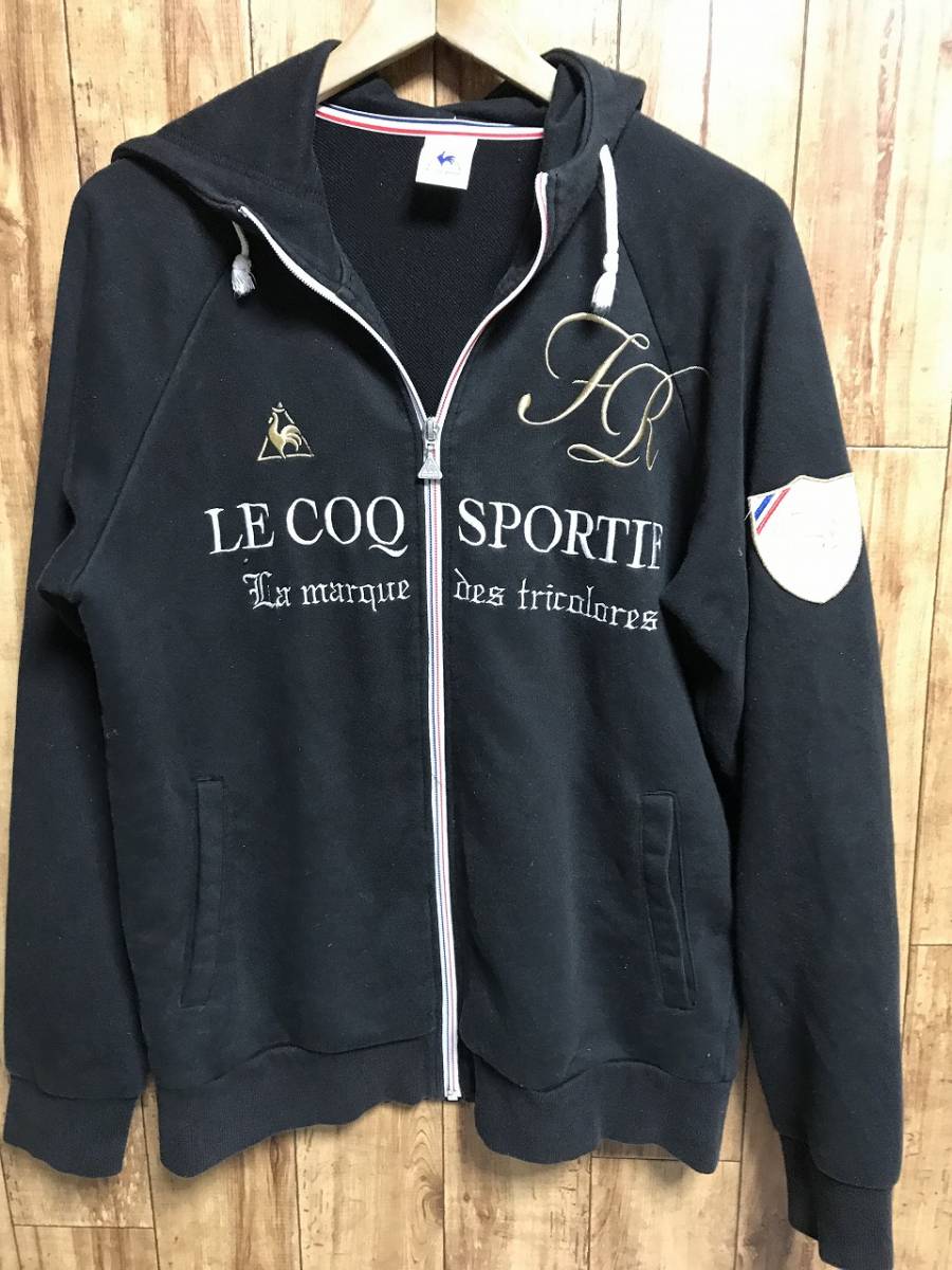 送無♪le coq sportifルコック♪ジップアップパーカー・ブラック・サイズO_画像1