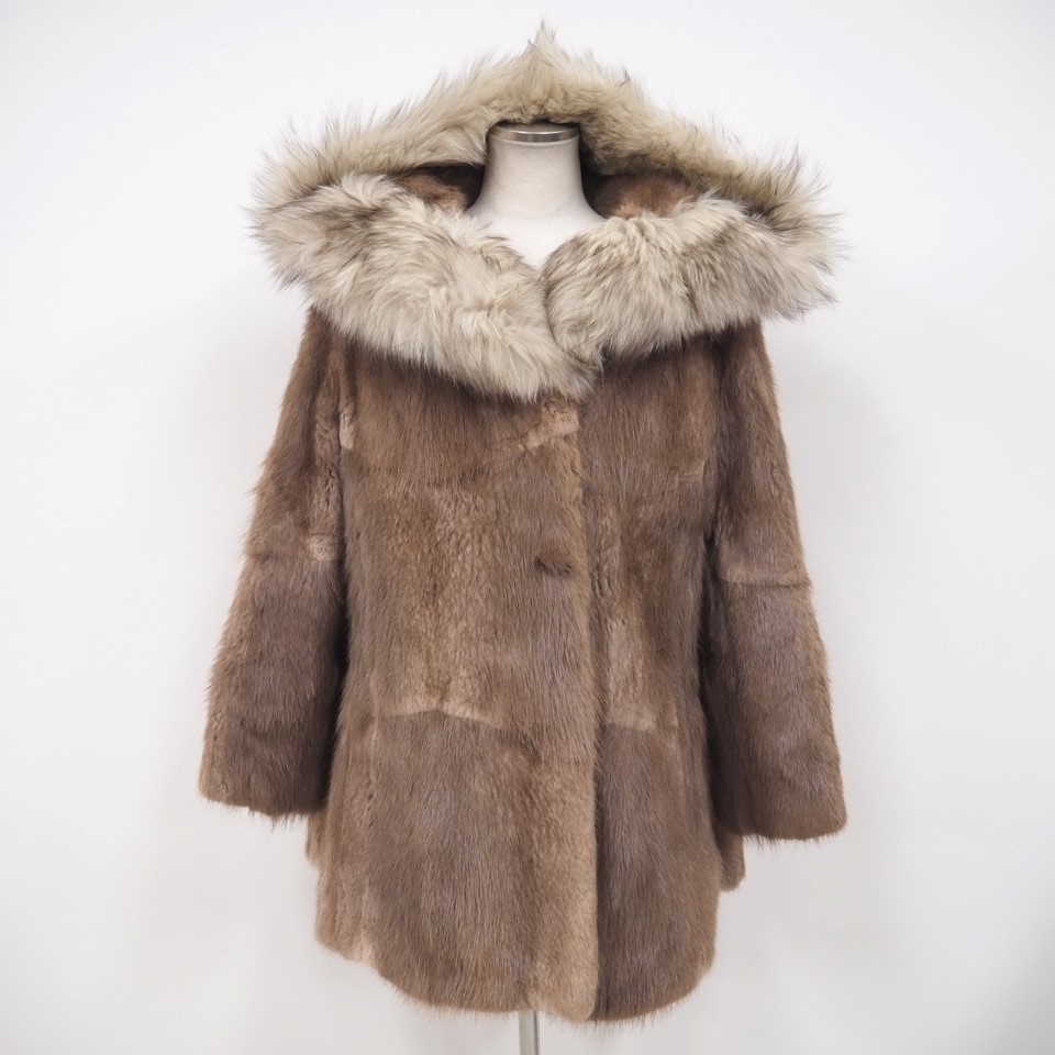 毛皮卸売り まとめて【 FUR ９点セット 】リアルファー コート　９着組◆マスクラット×フォックス・モール・ムートン 他◆同梱不可◆C043_マスクラット×フォックス