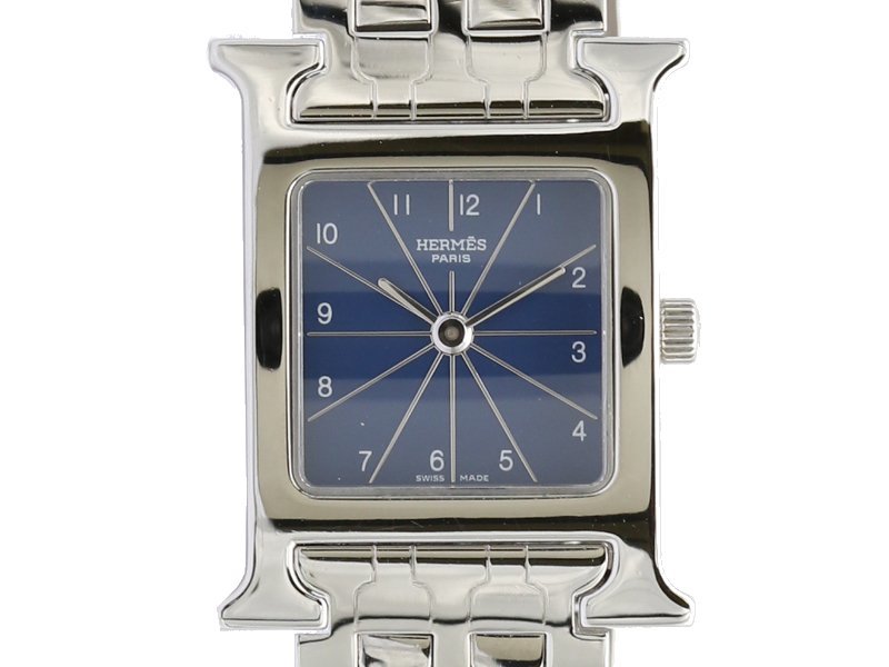 【 エルメス HERMES 】 腕時計 Hウォッチ HH1.210 ブルー文字盤 クォーツ SS レディース 新着 2521-0