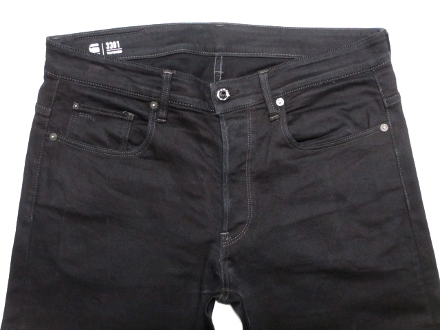 即決 ビッグサイズ G-STAR RAW ジースターロウ 3301 TAPERED W34実90 テーパード ストレッチデニム シックな深黒ブラックジーンズ メンズ_ストレッチデニム シックな深黒ブラック