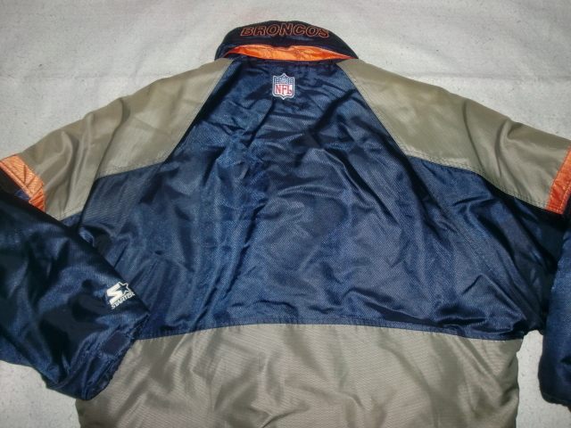 ★STARTER D.BRONCOS プルオーバープラクティスシェルトップ US L `90sNFL PRO LINE ブロンコス中綿ハーフジッププルオーバージャケット_画像2