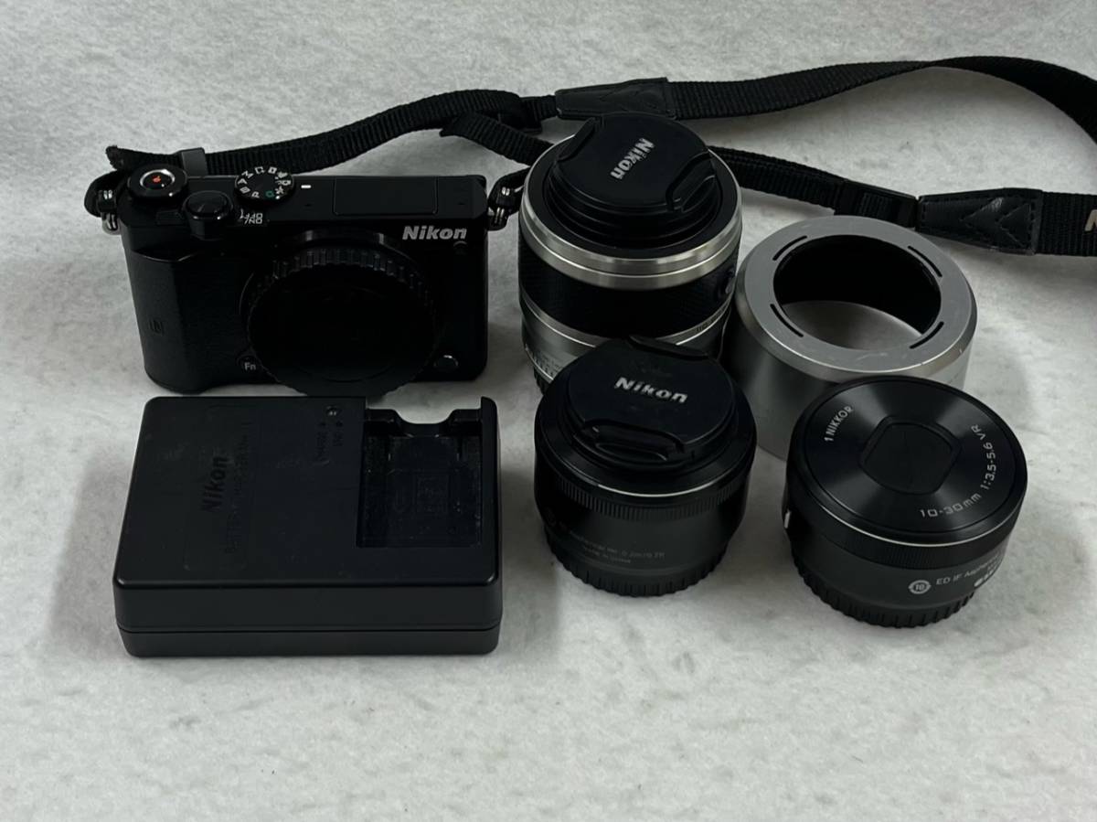 32601【Nikon1　5J】ニコン　レンズ1NIKKOR 10-30㎜ 1:3.5-5.6VR　1NIKKOR18.5㎜ 1:1.8　1NIKKOR30-110㎜ 1：3.8-5.6VR_画像1