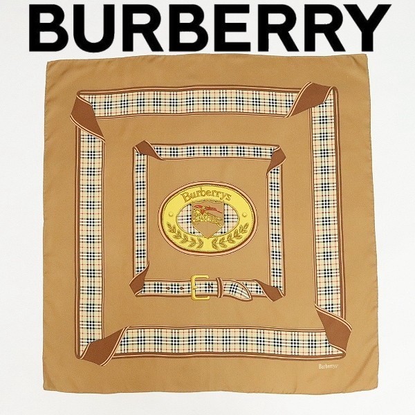 ヴィンテージ◆BURBERRYS バーバリー シルク100％ ロゴ ベルト ノバチェック柄 大判 スカーフ