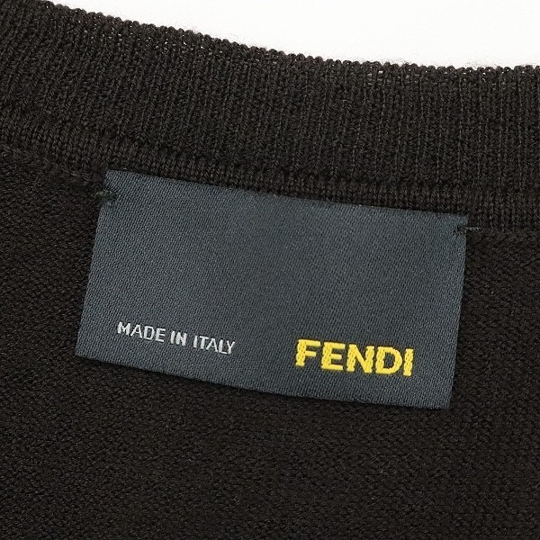 ◆FENDI フェンディ ウール ニット切替 ドッキング トップス カットソー ダークブラウン 44_画像5