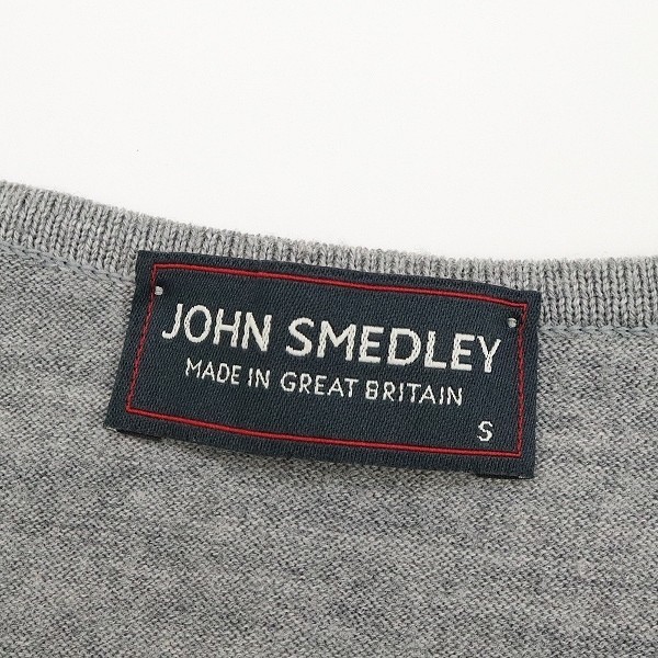 ◆JOHN SMEDLEY ジョンスメドレー ウール Vネック ニット セーター グレー S_画像4