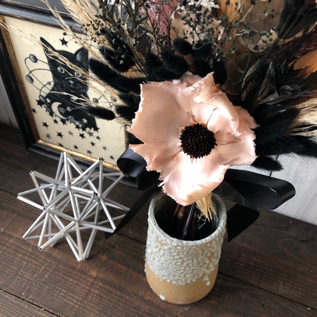 [pa-m flower .la glass, bread Pas glass. pink & black swag] dry flower swag bouquet 