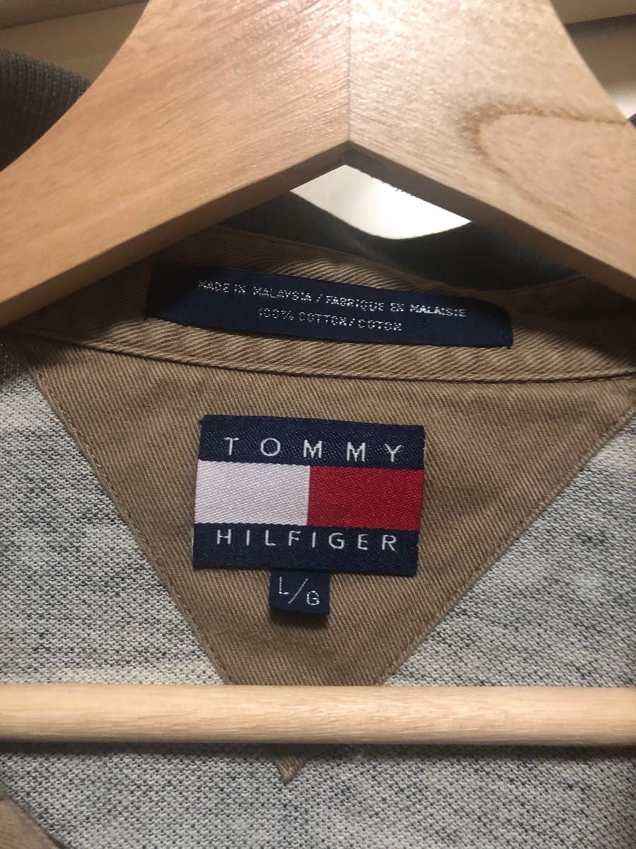 Tommy Hilfiger  ポロシャツ 長袖 ヴィンテージ ビンテージ 90s チェック 緑 グリーン メンズ 古着