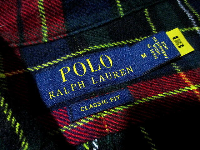 美品▼ 秋冬　ポロ ラルフローレン　ヘビー生地　厚手　ワンポイント刺繍　ネルシャツ　Mサイズ　タータンチェック　POLO RalphLauren_画像6