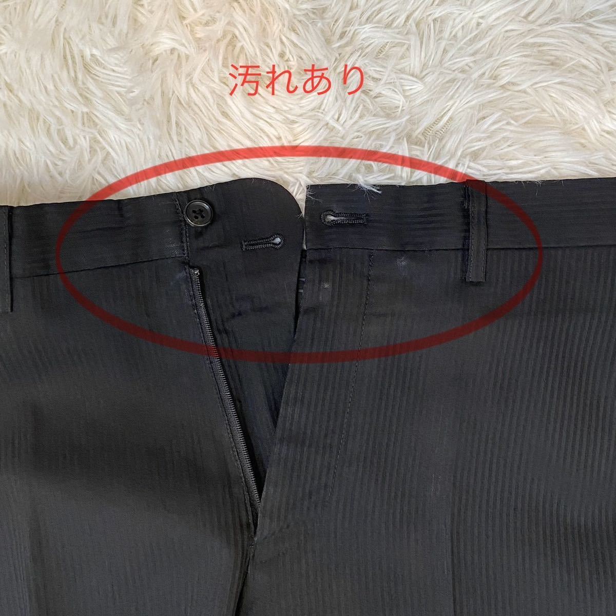 L-XL相当 1円 ツーパンツスーツ TAKEO KIKUCHI シャドーストライプ ブラック セットアップ タケオキクチ ジャケット メンズ ビジネス 黒_画像9