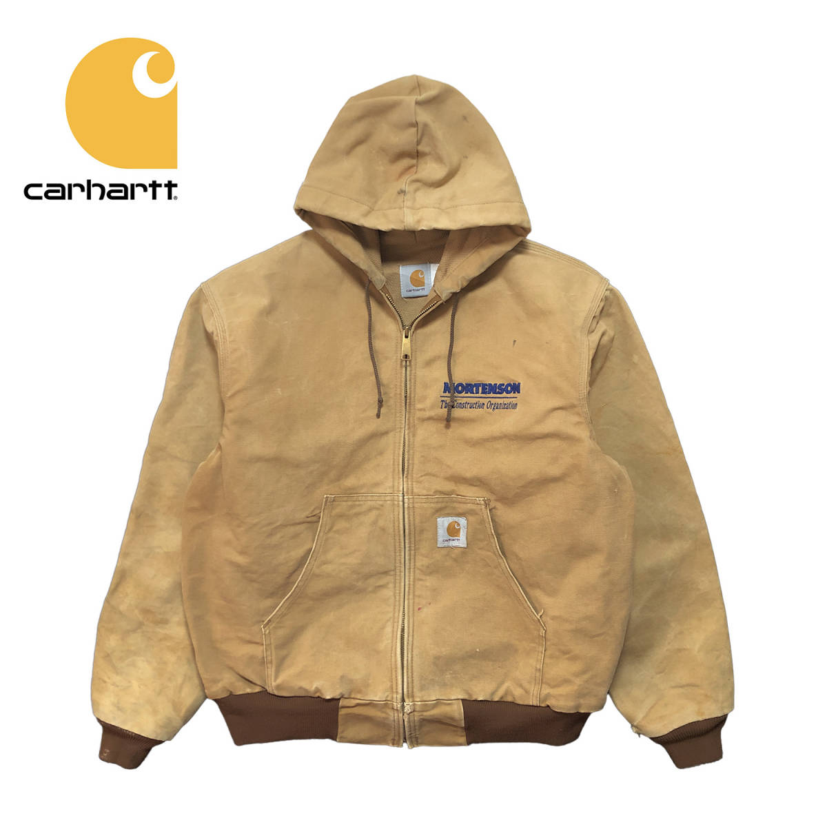 USA 古着 カーハート Carhartt アクティブジャケット ワークジャケット ダック地 ジップアップ 企業系 ロゴ 刺繍 AK0159