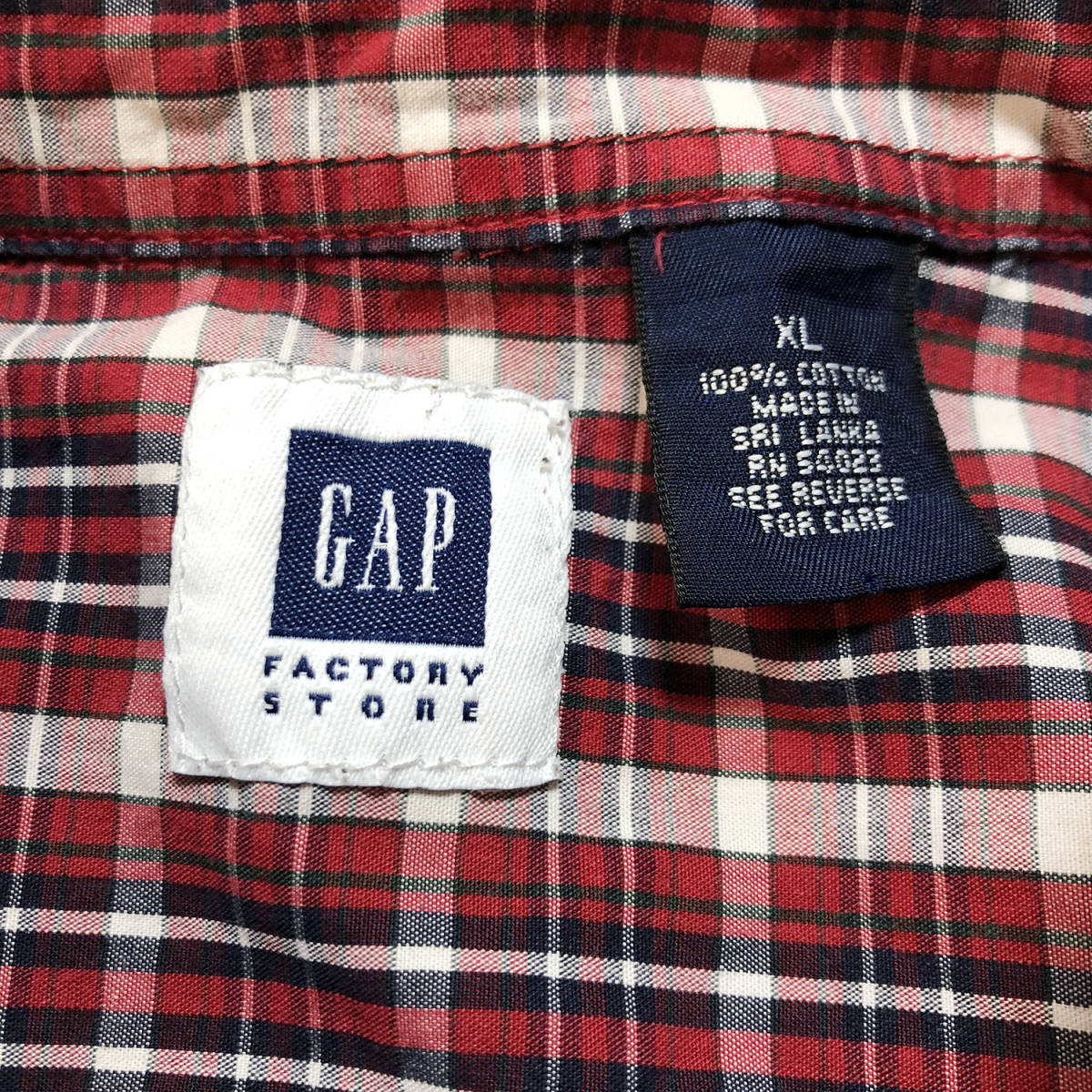 USA 古着 長袖シャツ GAP ギャップ コットン チェック BD ボタンダウン レッド 赤 メンズXL BG0650