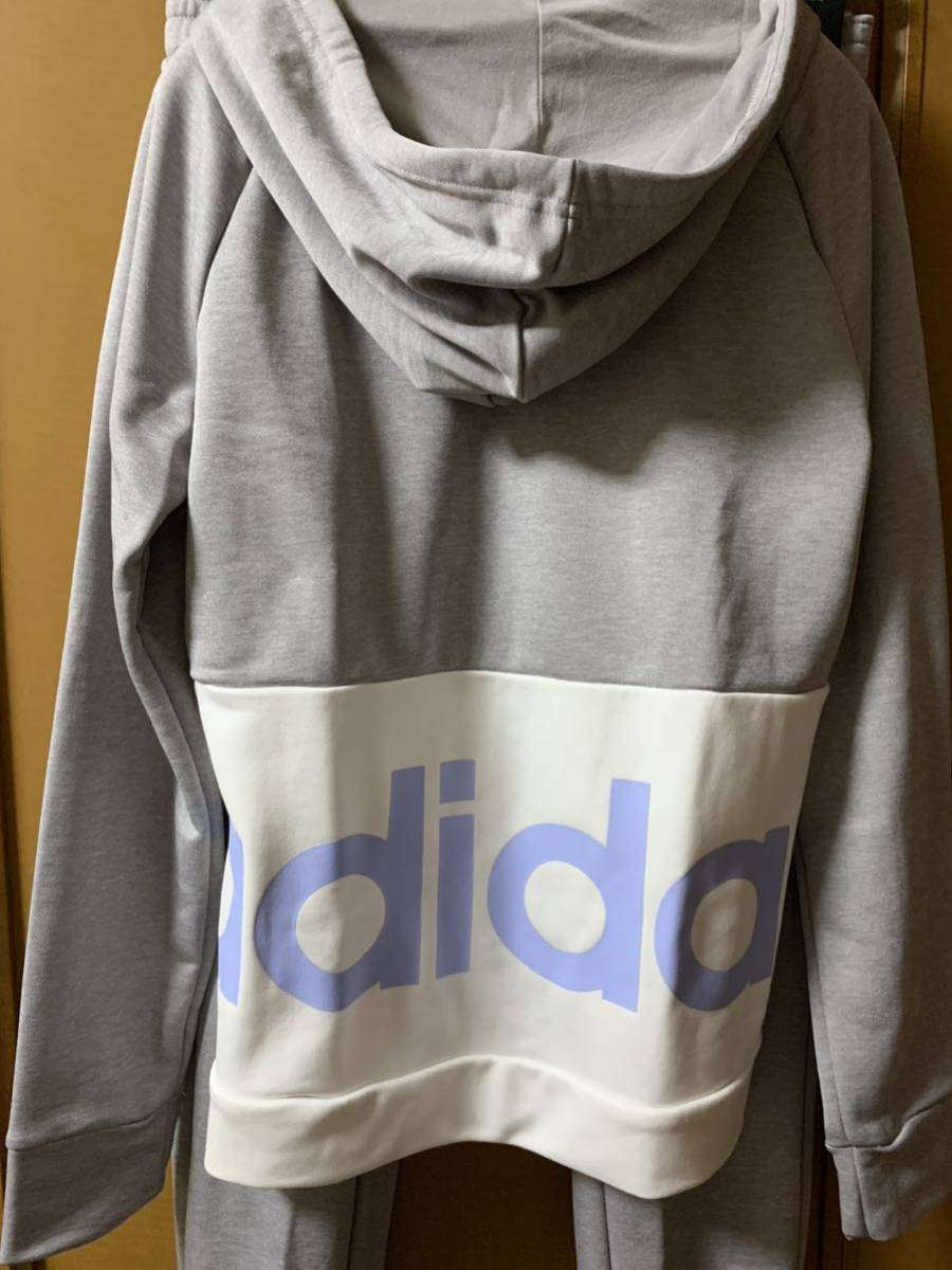 adidas アディダス セットアップ フルジップアップパーカー パンツ 上下セット ルームウェア グレー サイズOT XL スウェット ジャージ_画像2