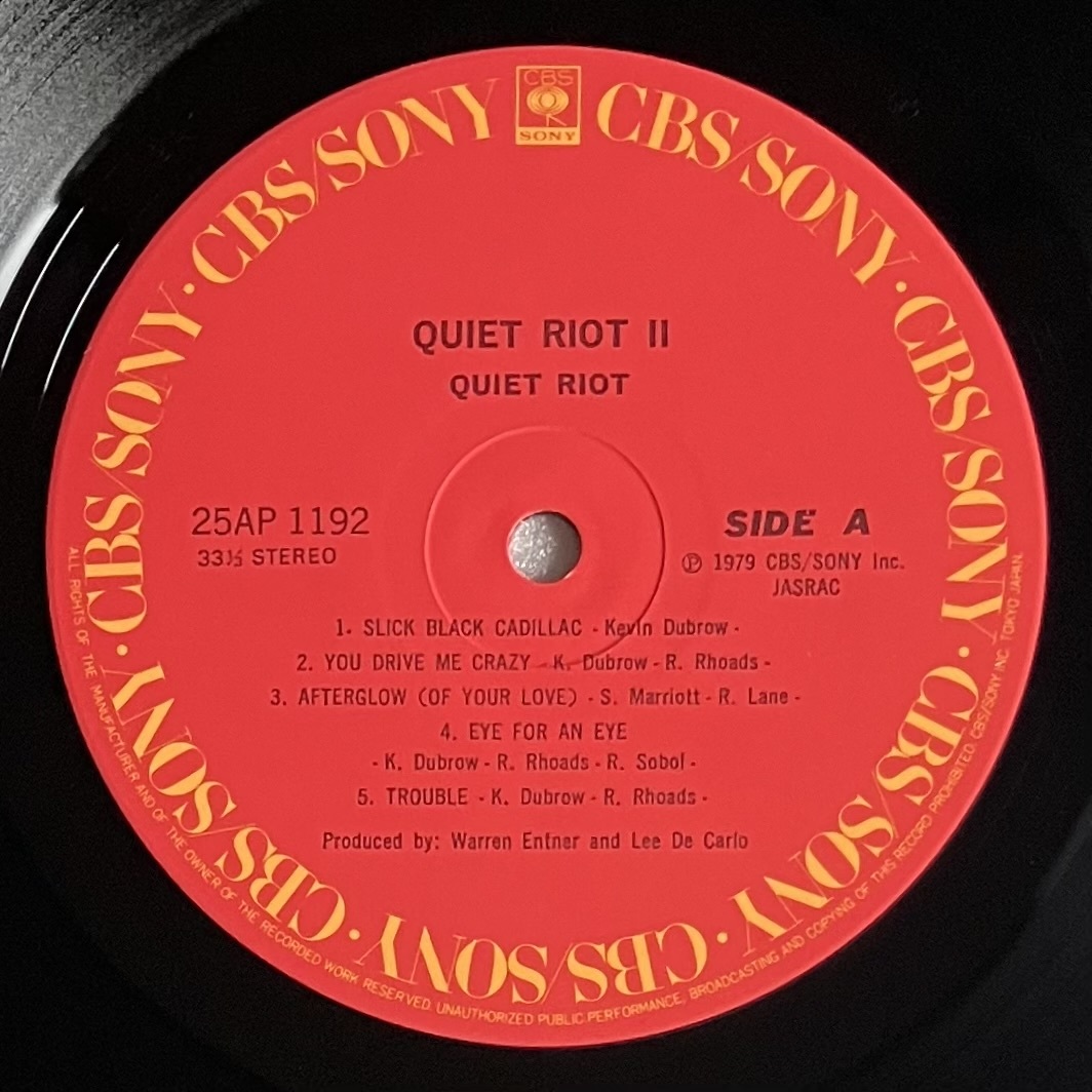 QUIET RIOT「QUIET RIOT II」JAPAN ORIGINAL CBS/SONY 25AP 1192 '79 RANDY RHOADS pre-OZZY OSBOURNE with INSERTの画像5