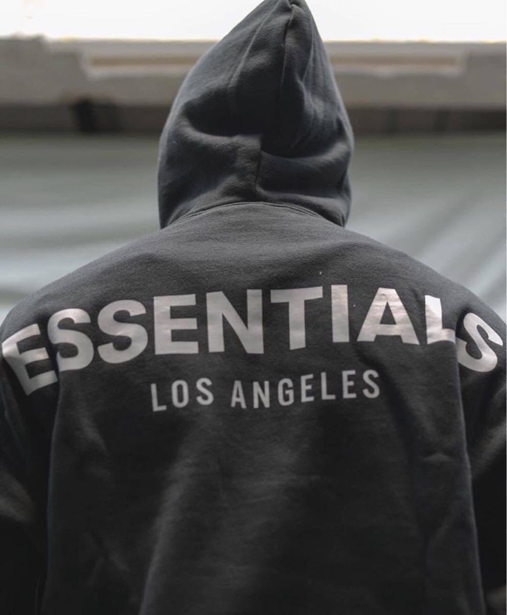 新品　FOG-Fear Of God Essentials LA 限定 エッセンシャルズ パーカー リフレクティブ　フーディブラック　L_画像4