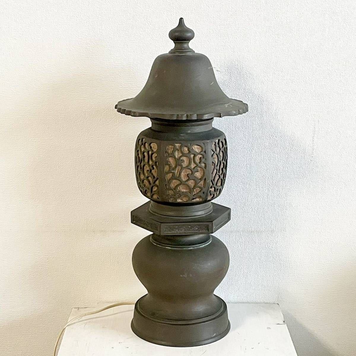 【宝】 灯篭 灯籠 ランプ 銅製 照明 スタンドライト 仏教美術 仏具 フロアライト_画像1