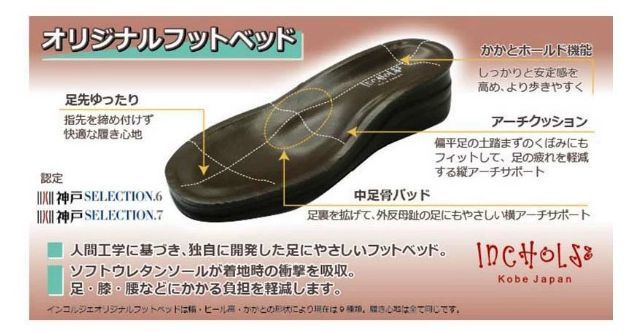 未使用　日本製　インコルジェ*　内側ファー　柔らかレザーブーツ　24　3Eブラック　独自ソフトアーチインソール　足底筋膜炎　脚の痛みに_画像7