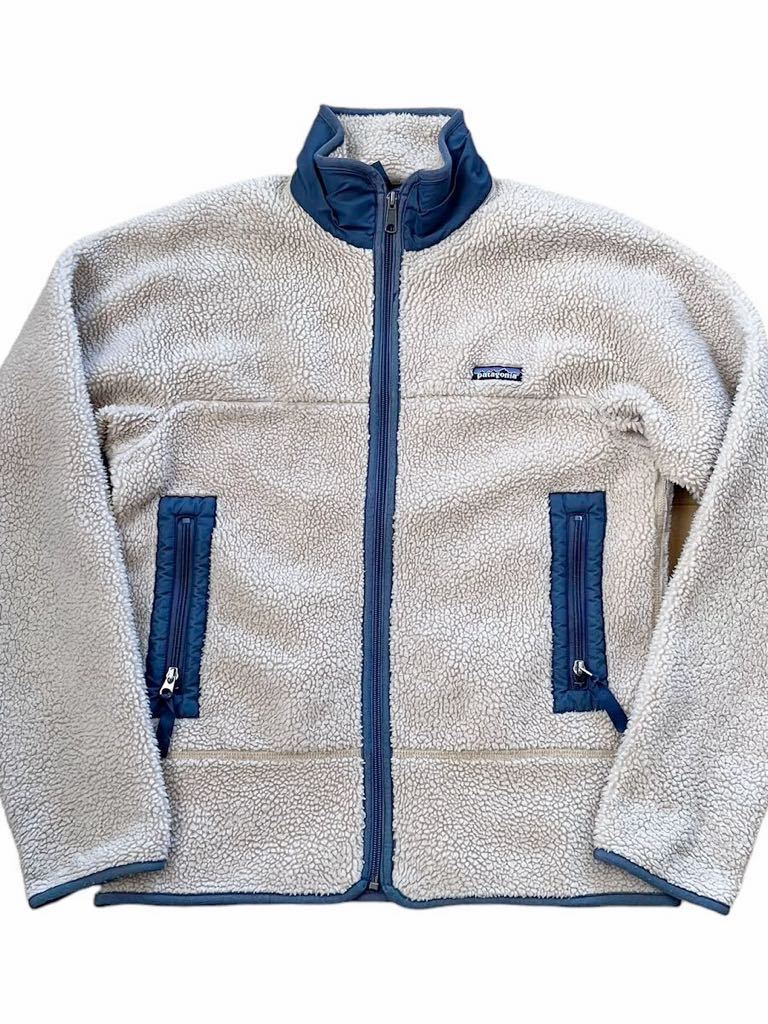 ★★★90's us製 patagonia パタゴニア 初期レトロX ファースト パイルフリースジャケット S ナチュラルxネービーグレー系★★★_画像1