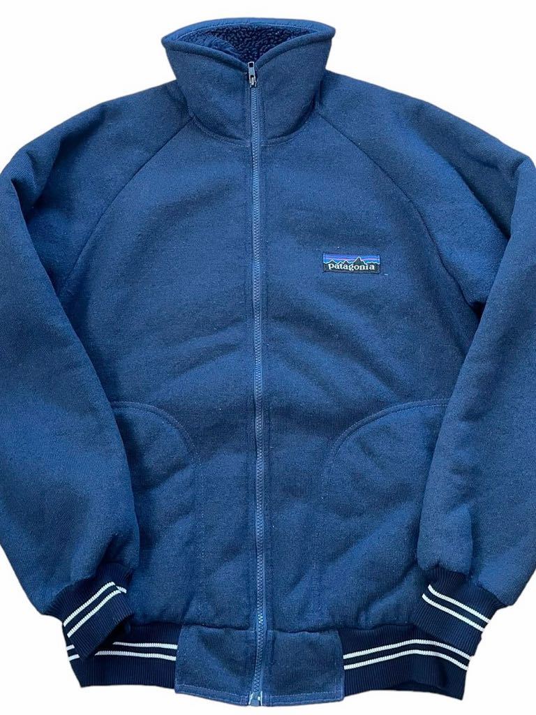 ●●vintage 80's patagonia パタゴニア デカタグ レトロパイルジャケット M 紺ネービー●●_画像1