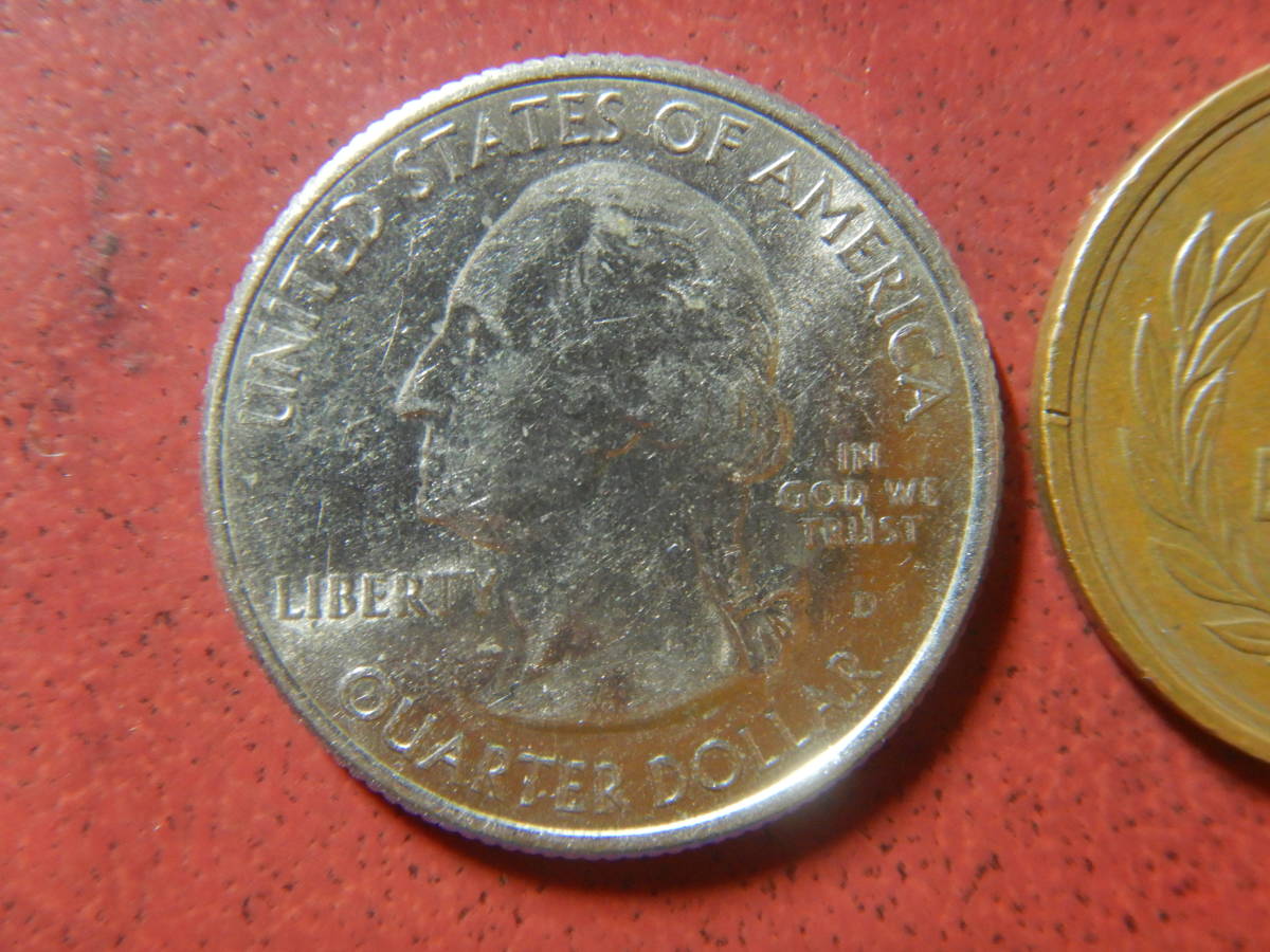 外国・USA／ワシントン２５セント白銅張り銅貨：ホームステッド（2014年D）　240102_画像2