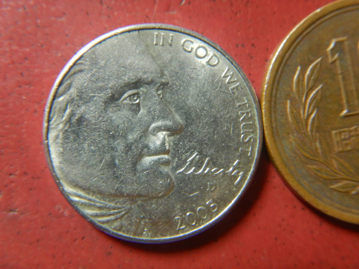 外国・USA／ジェファーソン５セント白銅貨：バッファロー（2005年D）　240103_画像2