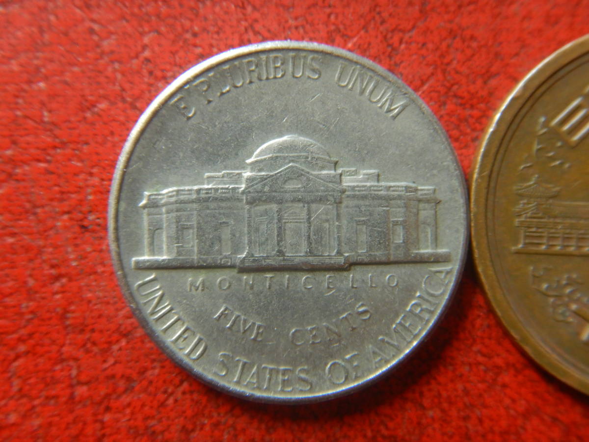 外国・USA／ジェファーソン５セント白銅貨（1991年D）　240119_画像2