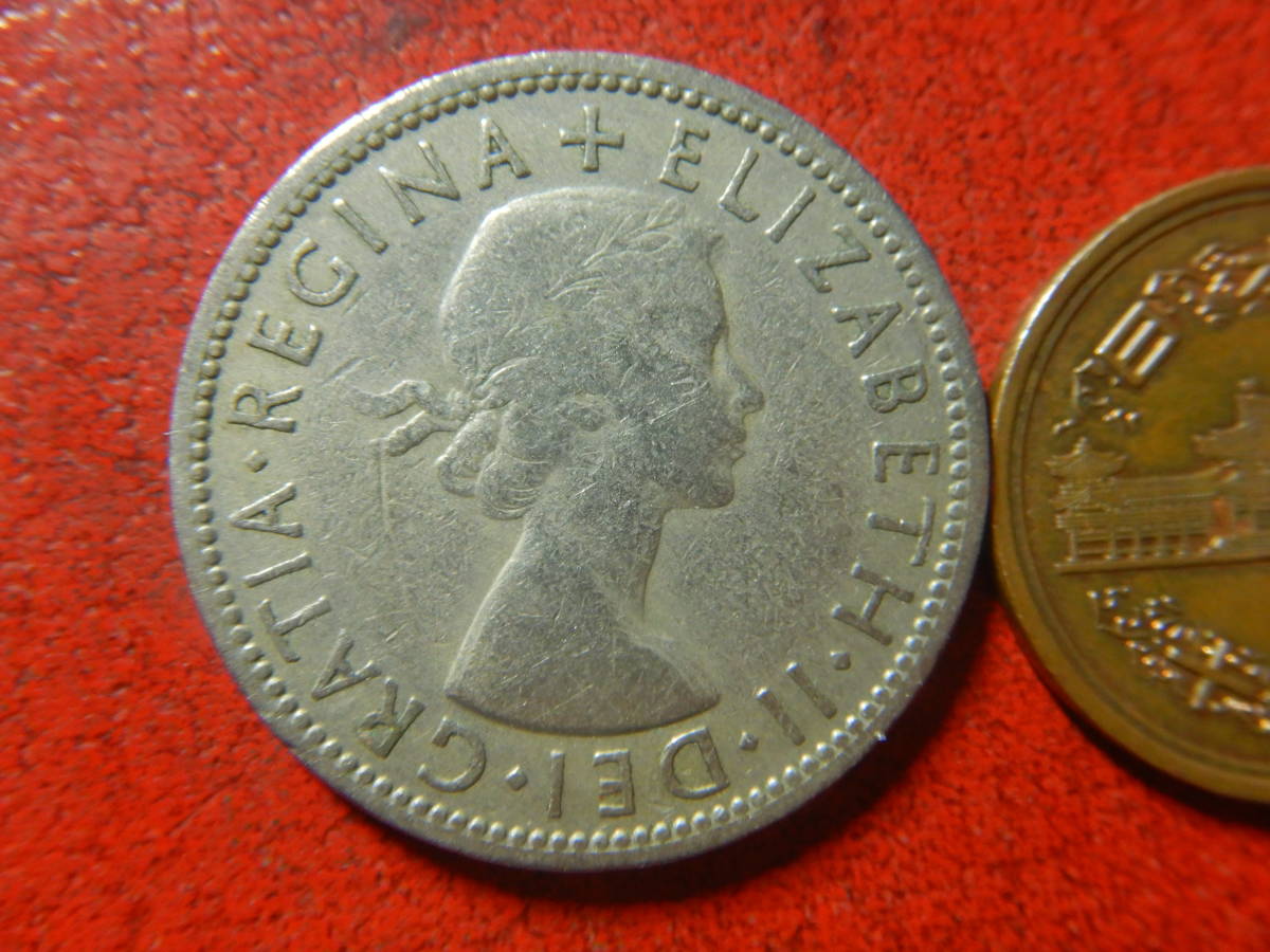 外国・イギリス／１フローリン（２シリング）白銅貨：チューダー家の薔薇（1955年）　24012603_画像2