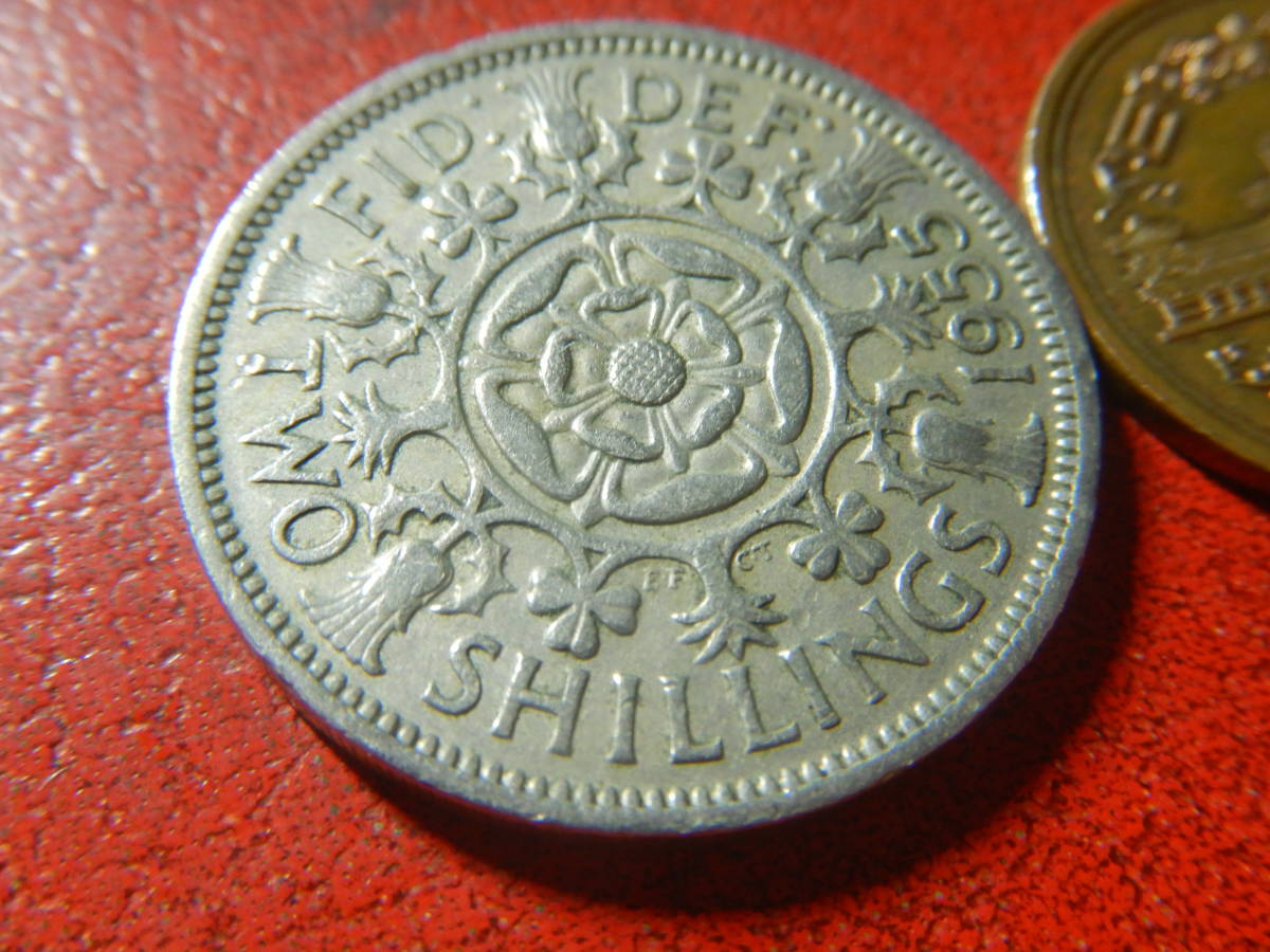 外国・イギリス／１フローリン（２シリング）白銅貨：チューダー家の薔薇（1955年）　24012603_画像3