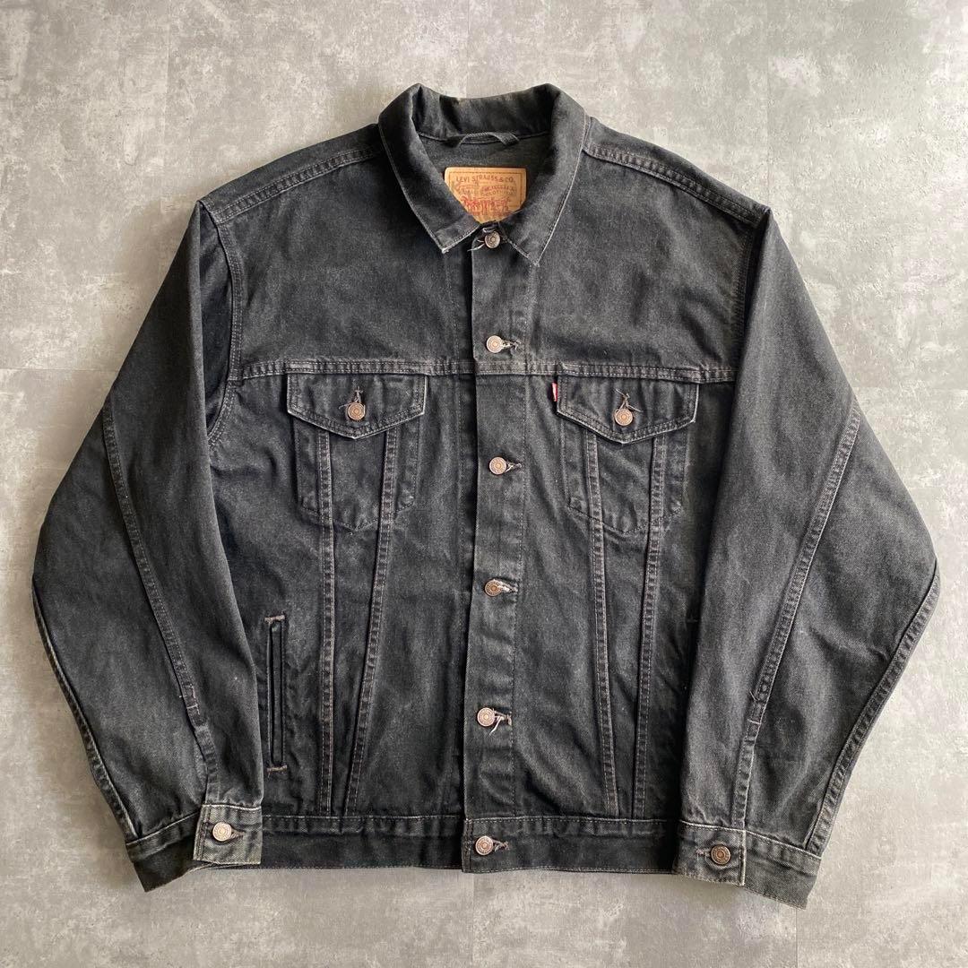 神サイズ 90s ビンテージ USA製 Levis リーバイス 70507 4159 サルファ ブラック デニム ジャケット Gジャン 黒 XL  アメリカ製 90年代