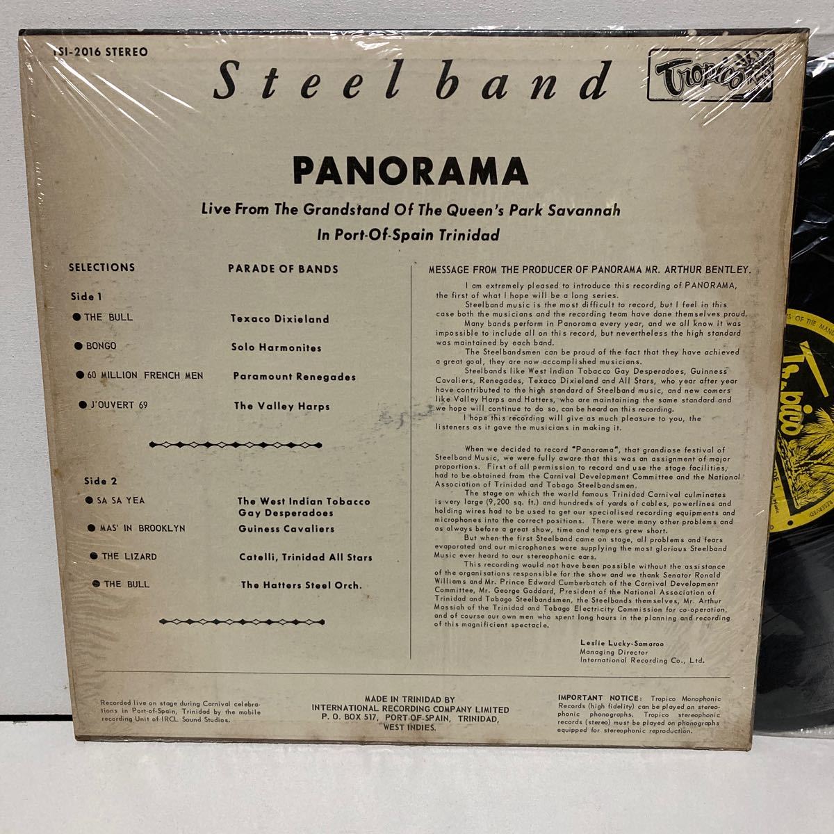 LP V.A. STEELBAND PANORAMA スティールパンTropico TSI 2016_画像2