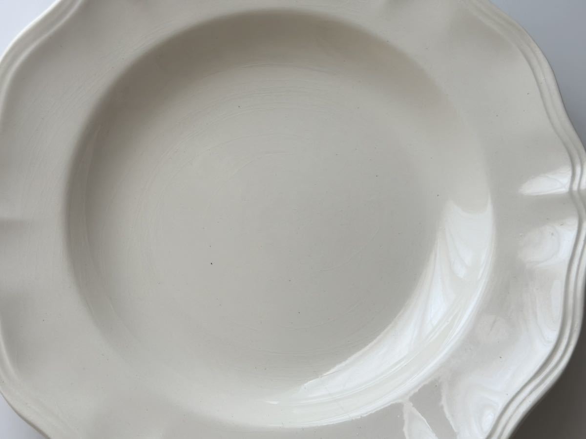 【金継ぎ用】フランス　アンティーク　皿　Sarreguemines　サルグミンヌ　/　象牙色の花リムプレート　 深皿_画像4