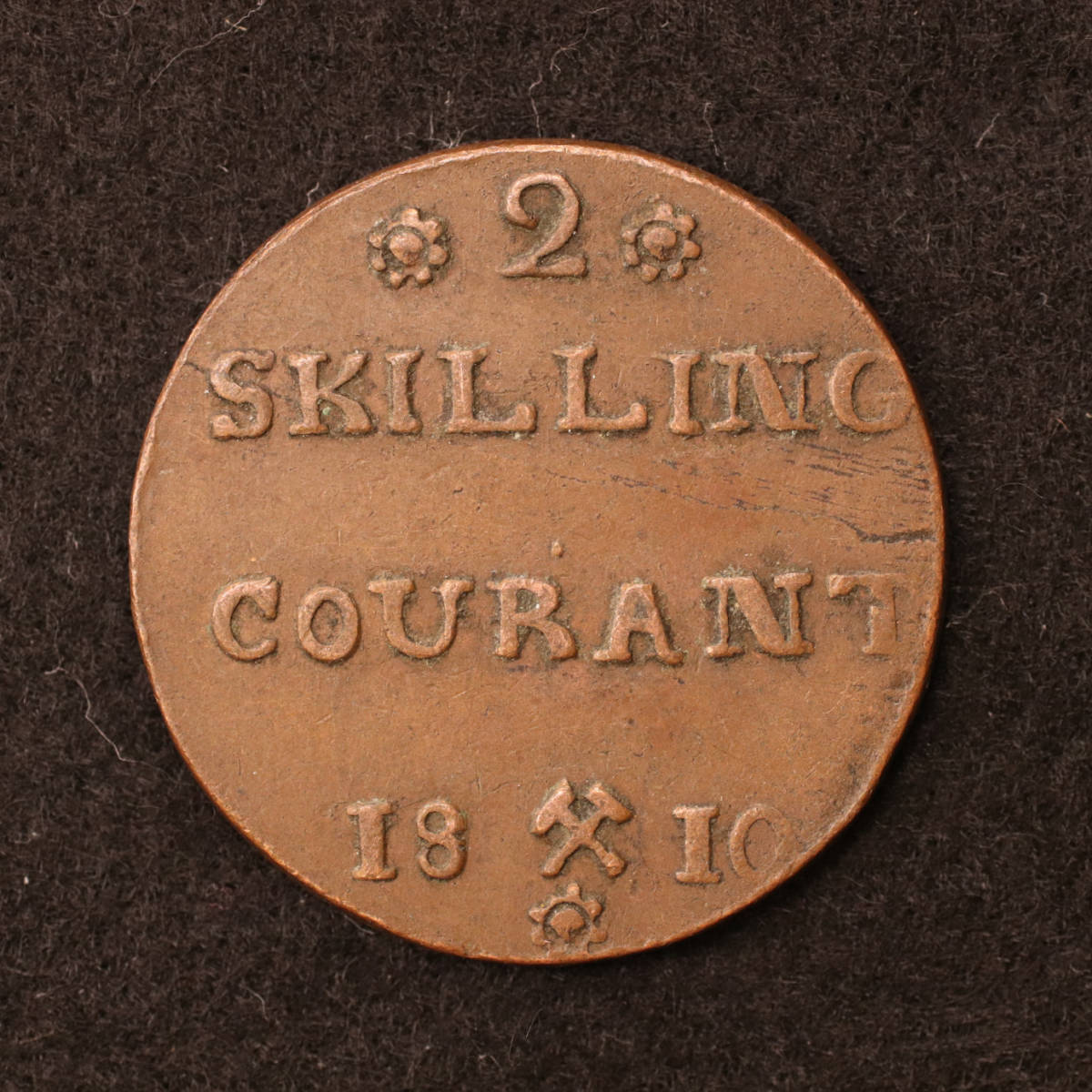 KM#280/ノルウェー 2 Skilling Courant 銅貨（1810）[E3179]_画像1