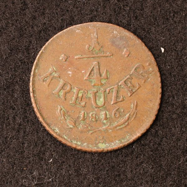 KM#2107/オーストリア帝国 1/4クロイツァー銅貨（1816）[E3084]コイン、ドイツ　_画像1