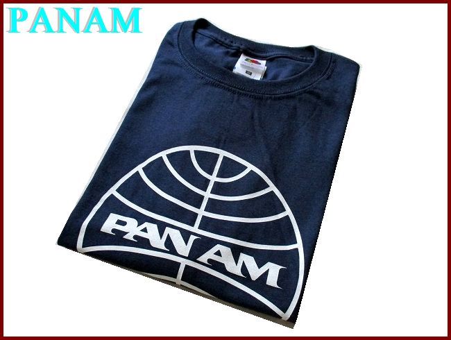 【PANAM】パンナム/航空/ｔシャツ/紺/グローブ/ロゴ/L/サイズ_画像3