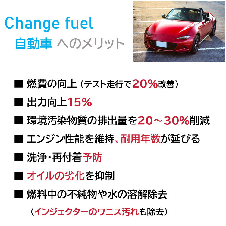 燃焼促進剤 Change fuel（チェンジフューエル） ガソリン用 100ml～燃費・出力大幅UP！& 燃料コストダウン～【10個入】_画像5