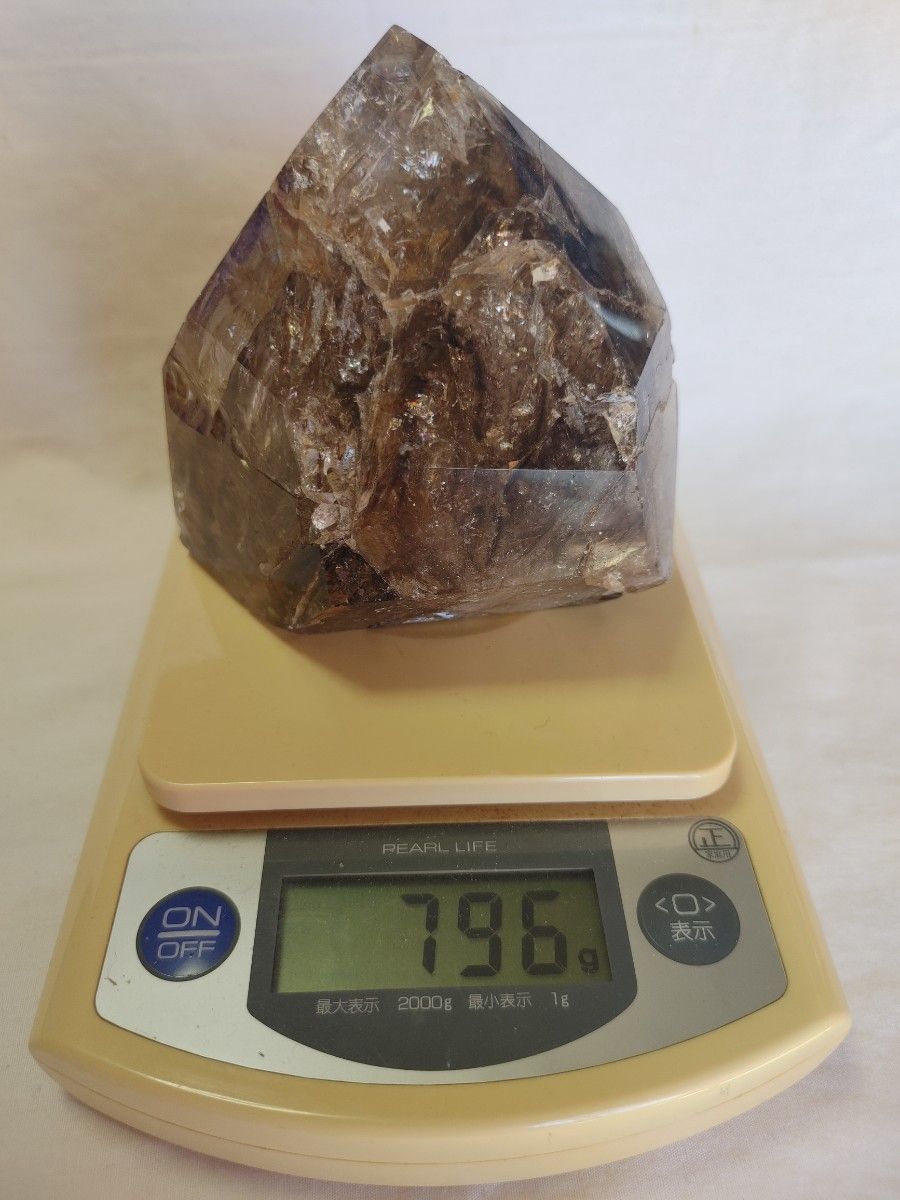 ブラジル産 スモーキーエレスチャル水晶 ジャカレー水晶 原石 796g