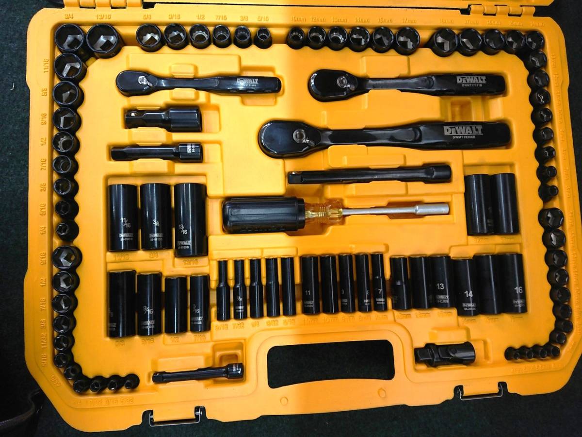 中古 DEWALT デウォルト インチ ミリ 1/4 3/8 1/2 ソケットレンチ 工具セット 1-800-4_画像3