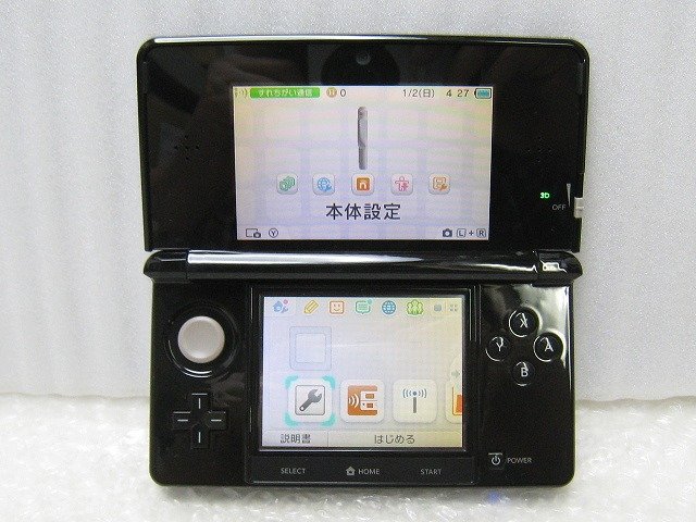 PK14735S★任天堂★ニンテンドー3DS クリアブラック 本体のみ★動作OK★ジャンク扱い★_画像3